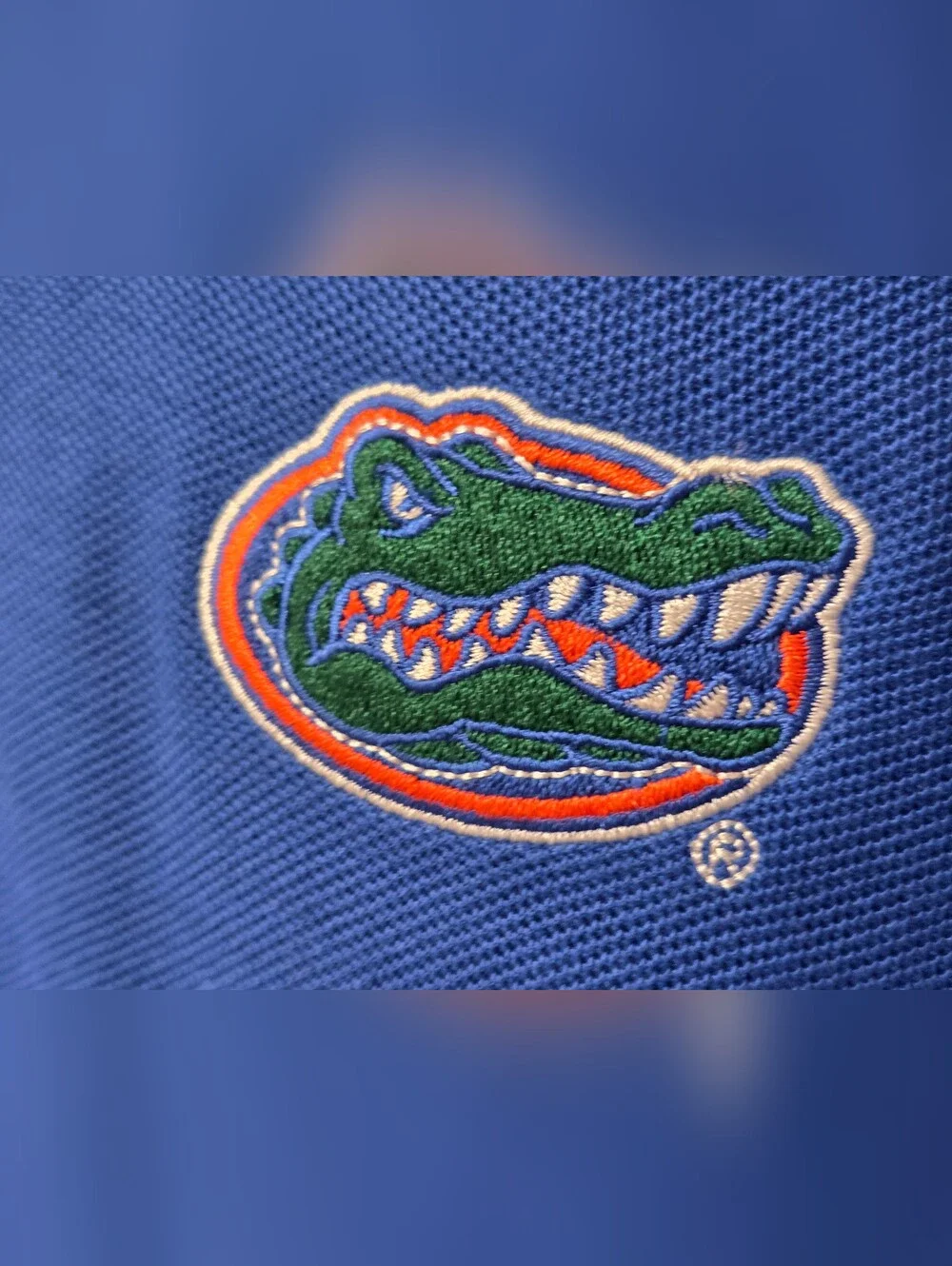 Florida Gators Jumpman Polo Shirt Mens Sz L Loose Fit Blue Black Collar